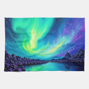 Auroras magisches nächtliches Sky-Tanzdesign Geschirrtuch