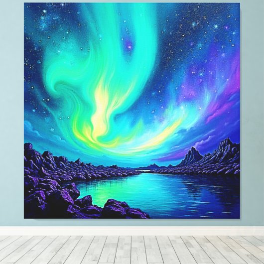 Auroras magisches nächtliches Sky-Tanzdesign Leinwanddruck (Insitu (Holzboden))