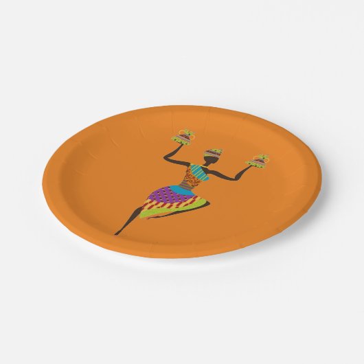 Aus Afrika-Themaabendessen-Party heraus Pappteller (Schrägansicht)