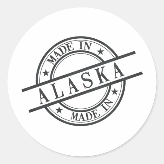 Aus Alaska Briefmarke Logo Symbol Schwarz Runder Aufkleber (Vorderseite)