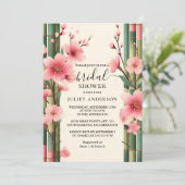 aus Bamboo Rosa Sakura Kirschblossom Brautparty Einladung (Stehend Vorderseite)