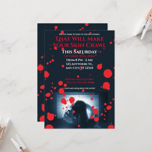 Aus deinem schreichen Halloween-Party Einladung (Vorderseite/Rückseite Beispiel)