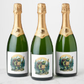 Aus dem Atem wandernde Gesellschaft Schildkröten T Schaumweinetikett (Flaschen)