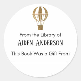 Aus dem Buchzeichen der Goldenen Heißluftballon-Bi Runder Aufkleber