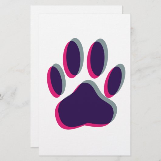 Aus dem Fokus heraus Dog Paw Print Briefpapier (Vorne/Hinten)