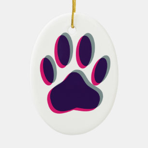 Aus dem Fokus heraus Dog Paw Print Keramik Ornament