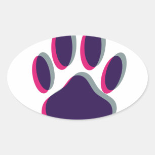 Aus dem Fokus heraus Dog Paw Print Ovaler Aufkleber