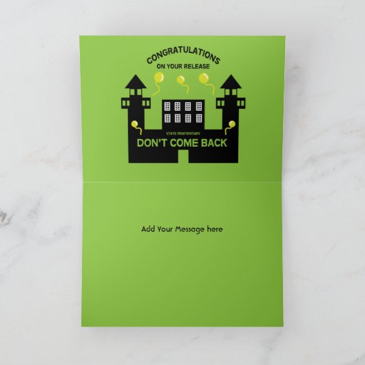 Aus dem Gefängnis Release Geschenk Zwei-Tone-Kaffe Karte (Innenseite)