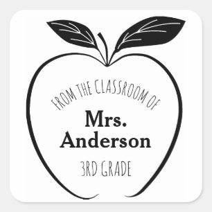 Aus dem Klassenzimmer von Lehrer Name Apple Quadratischer Aufkleber