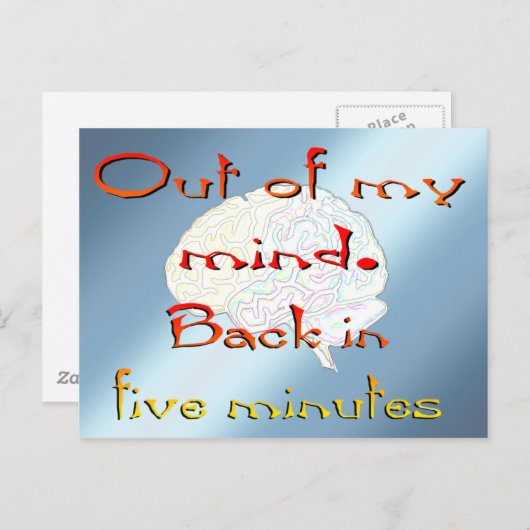 Aus dem Kopf, zurück in fünf Minuten Postkarte (Vorne/Hinten)