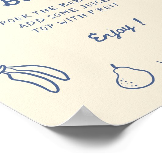 Aus dem Markt blauer Hand gezeichneter Mimosa-Bar Poster (Ecke)