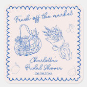 Aus dem Markt gezogenes, von Hand gezogenes Brautp Quadratischer Aufkleber (Vorderseite)