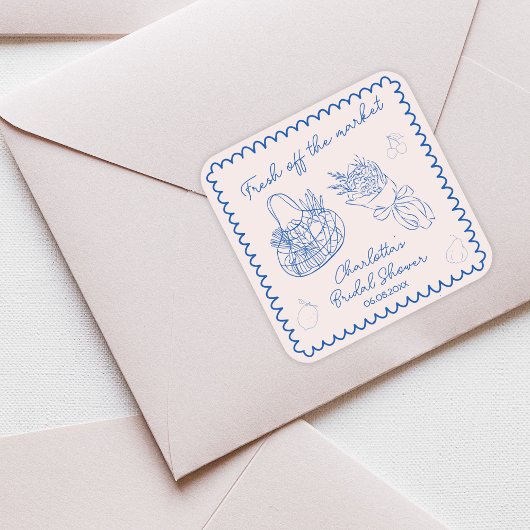 Aus dem Markt gezogenes, von Hand gezogenes Brautp Quadratischer Aufkleber