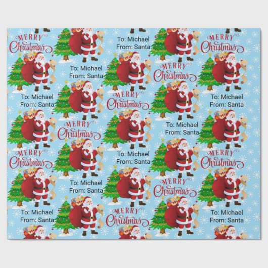 Aus dem Namen des Weihnachtsmannes frohe Weihnacht Geschenkpapier (Flach)