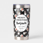 Aus dem Namen und Foto der Weihnachtskinder | Blac Thermobecher (Rückseite)