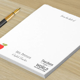 Aus dem Schreibtisch des Lehrernamen rote Apfelkug Notizblock