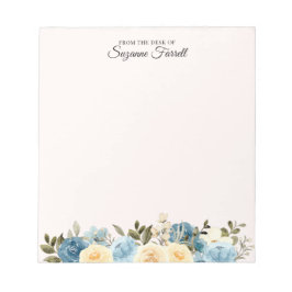 Aus dem Schreibtisch des Namens Watercolor Blue Fl Notizblock