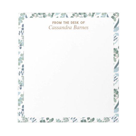 Aus dem Schreibtisch mit blaugrünem Notepad Notizblock (Vorderseite)