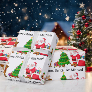 Aus dem Weihnachtsmann den Namen Elf Rentier des K Geschenkpapier