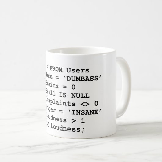 Aus dem wirklichem Leben SQL Kaffeetasse (VorderseiteRechts)