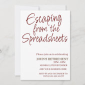 Aus den Kalkulationstabellen entkommen die Witzige Einladung (Vorderseite)