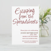 Aus den Kalkulationstabellen entkommen die Witzige Einladung (Stehend Vorderseite)