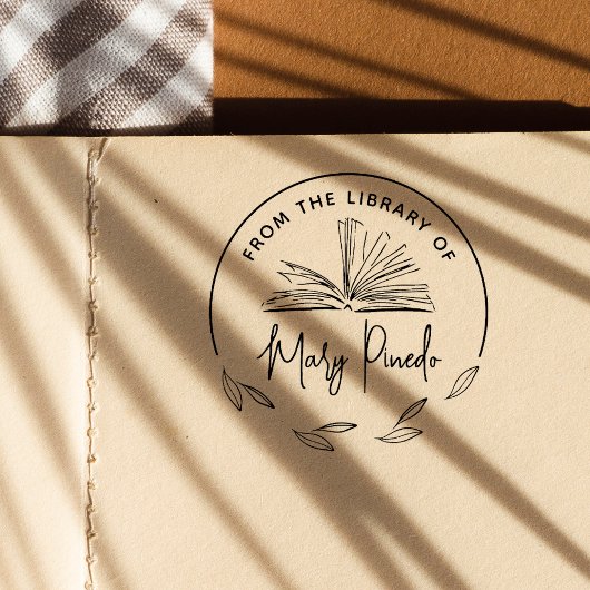 Aus der Bibliothek der Blätter Buchzeichen Buch Gummistempel