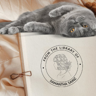 Aus der Bibliothek der Briefmarke Girl Book Lover Permastempel