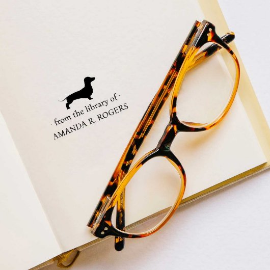 AUS DER BIBLIOTHEK DER DACKEL HUND LOVER GUMMISTEMPEL