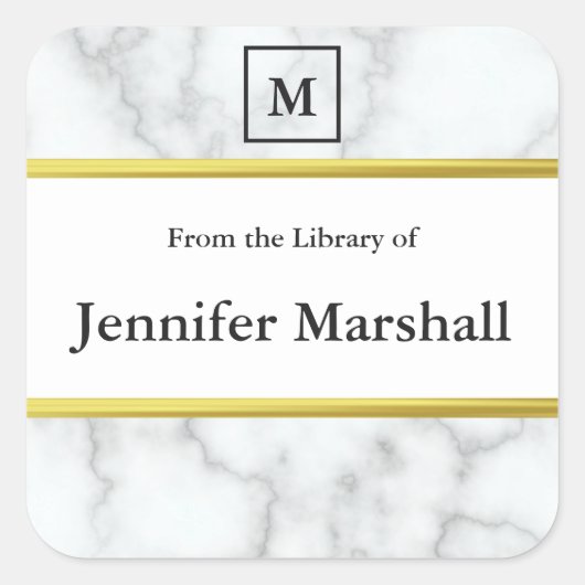 Aus der Bibliothek der Imitate weißer Marmor Mit M Quadratischer Aufkleber (Vorderseite)