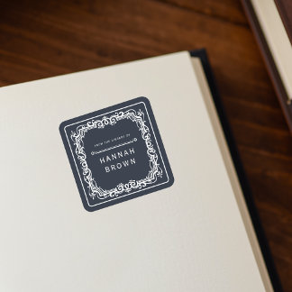 Aus der Bibliothek des eleganten Exlibris-Aufklebe Quadratischer Aufkleber