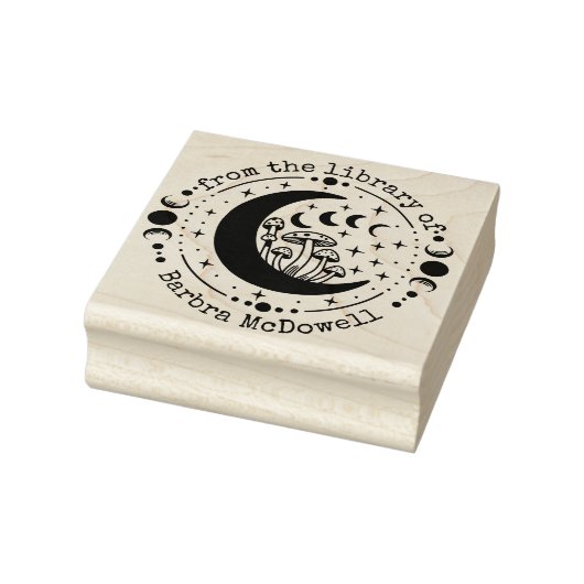 Aus der Bibliothek des Mondes & Pilzes Ex Libris Gummistempel (Stempel)