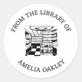 Aus der Bibliothek des Personalisierten Buchlehrer Runder Aufkleber (Vorderseite)