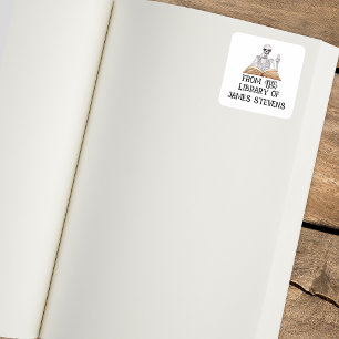 Aus der Bibliothek des Skelett-Lesebuchliebhabers Quadratischer Aufkleber
