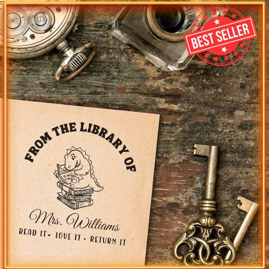 Aus der Bibliothek | Dinosaurier auf Bücher Lehrer Permastempel