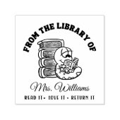 Aus der Bibliothek | Funny Book Worm Teacher Permastempel (Design)