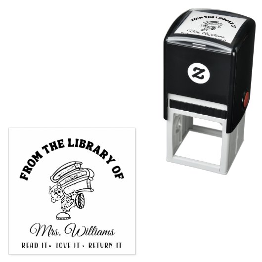 Aus der Bibliothek | Funny School Teacher Book Permastempel (Beispiel)
