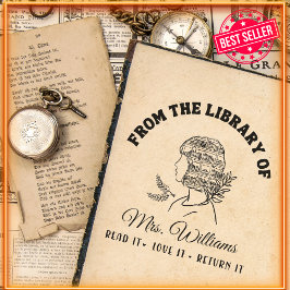 Aus der Bibliothek | Girl Head Shelf Book Permastempel