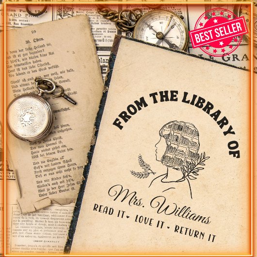 Aus der Bibliothek | Girl Head Shelf Book Permastempel