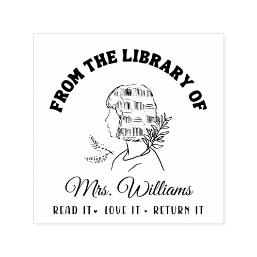 Aus der Bibliothek | Girl Head Shelf Book Permastempel (Design)