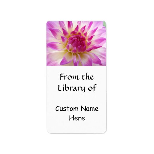 Aus der Bibliothek Ihres Namens Pink Dahlia Blume Adressaufkleber (Vorne)
