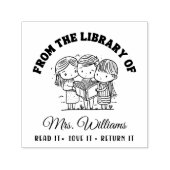 Aus der Bibliothek | Schulkinder Buchlehrer Permastempel (Design)