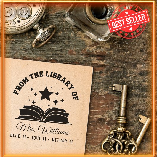 Aus der Bibliothek | Stars Vintag Teacher Book Permastempel