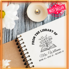 Aus der Bibliothek | Vintages Buch Wilde Blume Permastempel