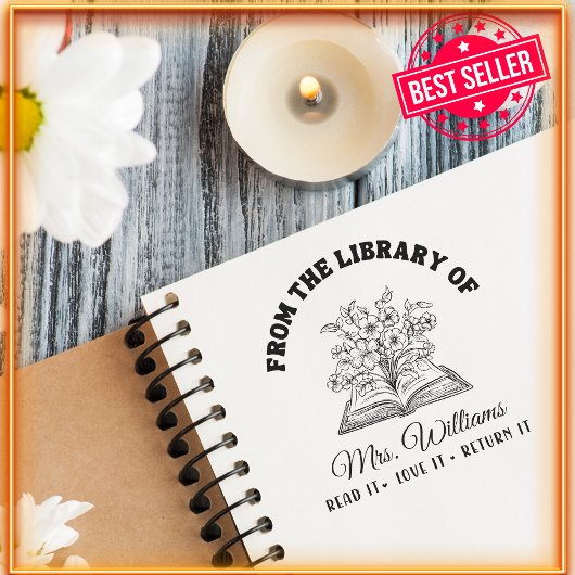 Aus der Bibliothek | Vintages Buch Wilde Blume Permastempel