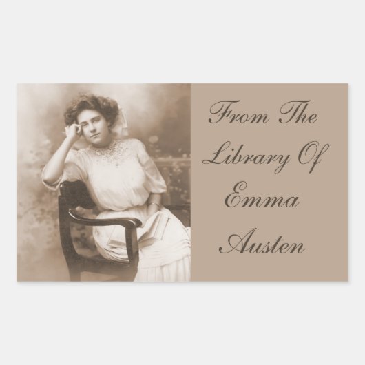 Aus der Bibliothek... Vintages Foto Rechteckiger Aufkleber (Vorderseite)