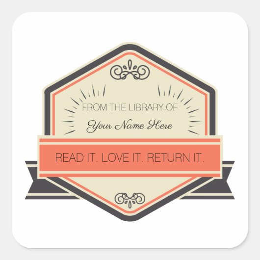 Aus der Bibliothek von: (angepasst) Quadratischer Aufkleber (Vorderseite)