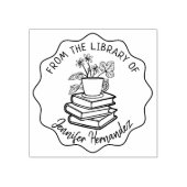 Aus der Bibliothek von, Büchern und Tee Gummistempel (Prägung)