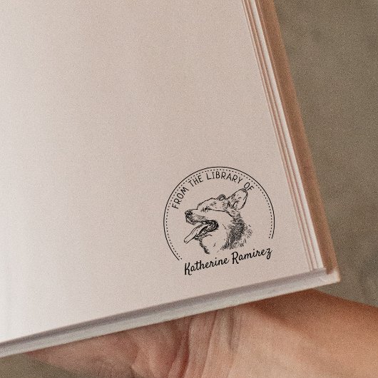 Aus der Bibliothek von Corgi Dog Book Gummistempel