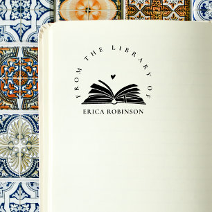 Aus der Bibliothek von Custom Vintage Buch Herz Gummistempel